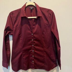 Ann Taylor Burgundy Collared Top